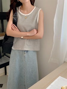夏季新品 条纹背心图片