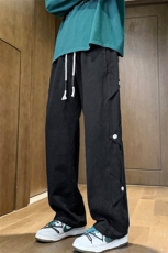 2025秋季新款水洗纯棉美式高街直筒裤排扣拖休闲男长裤2302-P48，男装休闲裤，电商C305A