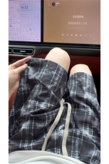 潮牌五分裤子男2025夏季美式复古扎染格子短裤-A2160TP20无差价，男装牛仔裤，电商B241