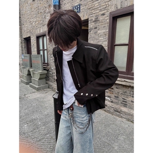 现货JY179-P62 男款秋冬多拉链小众设计感翻领正肩夹克 网图图片
