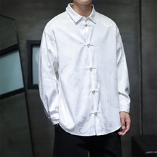 2026春装新款厚款龙纹长袖衬衫外套风盘扣唐装汉服2536-P60，男装衬衫，电商A057B