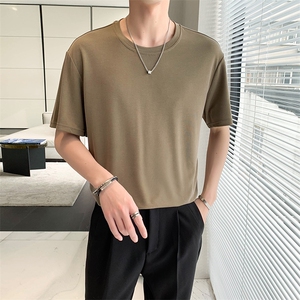 夏轻熟风纯色宽松垂感T恤铜氨丝半袖tee百搭款TX05/P35特控58图片