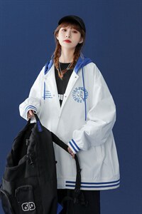 中性风 2026秋季新款纽扣字母印花连帽夹克潮牌外套G29-P65控88图片