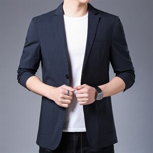中年商务休闲西服男士单西外套春秋季时尚百搭西装免烫上衣