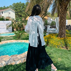 休闲衬衫吊带连衣裙套装女夏2025新款独特超好看漂亮绝美爆款长裙，女装套装/套裙，欣美人