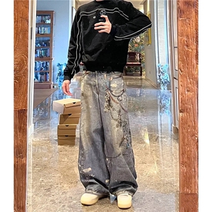 【套图1】903-AK91-特P70【98】S-3XL  印花牛仔裤！2图片