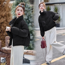 小个子短款立领羽绒服女2024新款冬季爆款设计感保暖白鸭绒面包服，女装羽绒服，意芙
