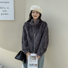 环保皮草小个子短款羊羔毛立领外套女2025秋冬加厚新款皮毛一体，女装短外套，2C229