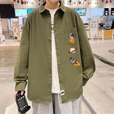 春季长袖衬衫男宽松港风衬衣男外套男CSCS277-P35,男装衬衫,电商B371