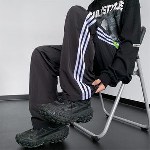 秋季美式潮牌速干条纹运动裤男款直筒垂感休闲阔腿裤 K7452-P39图片