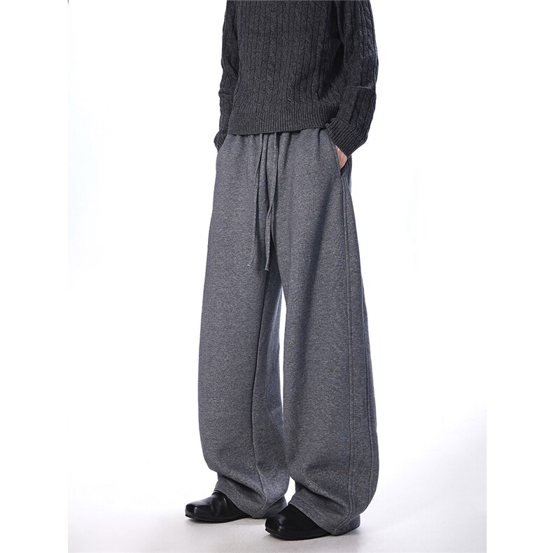 深灰色弯刀卫裤男款秋冬季美式复古重磅镰刀裤子高个子运动阔腿裤，男装休闲裤，星座607-1