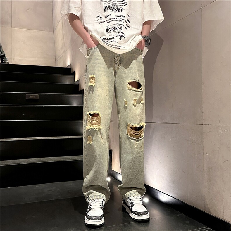 xz116-k1016-P50-控78现货破洞大码牛仔裤,男装牛仔裤,星座116