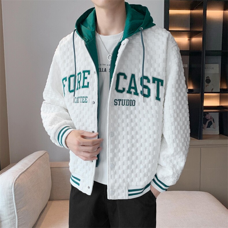 假两件连帽棒球服男潮牌潮流休闲宽松bf风百搭外套JK0272-P95图片