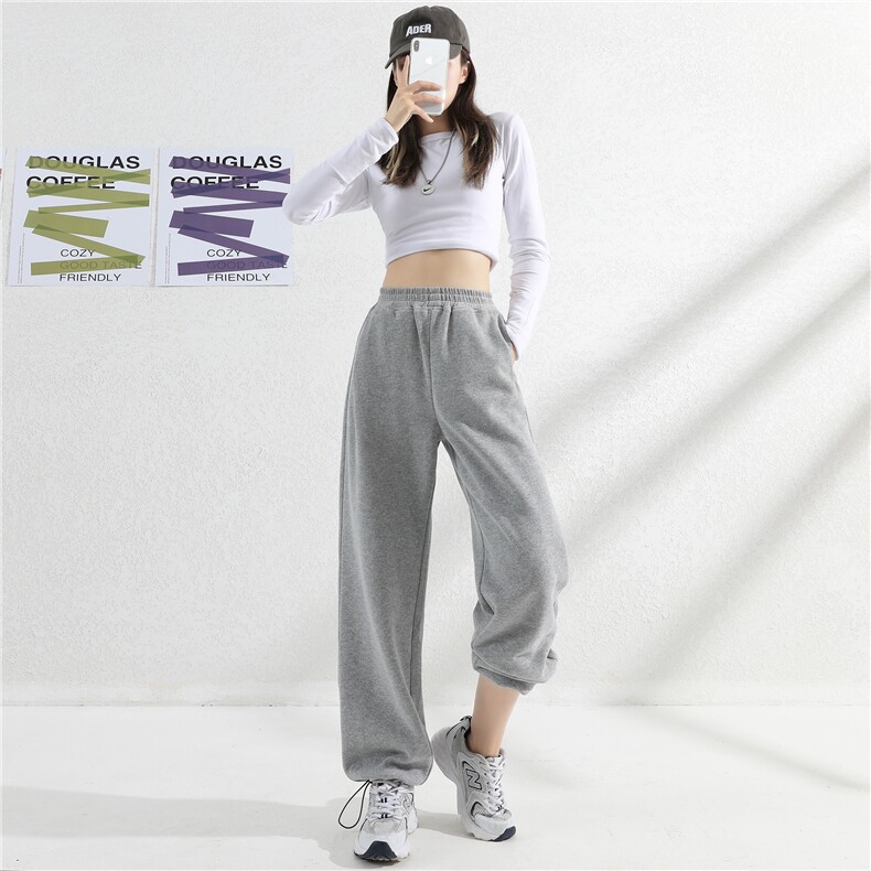 2024秋冬新款美式工装裤女小个子宽松休闲哈伦运动裤束脚卫裤潮图片