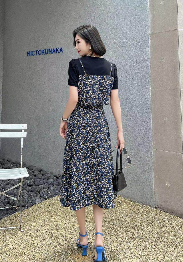 [现货]碎花连衣裙，气质显瘦，两色、四个尺码，女装连衣裙，依柏璐(1F)