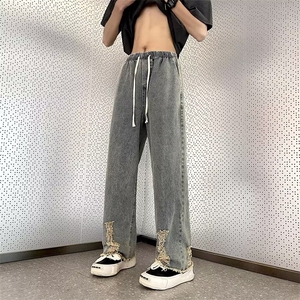 欧美vibe裤子设计感高级裤脚破洞牛仔裤 K743P40图片
