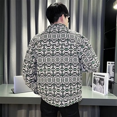网红同款修身外套男休闲潮牌碎花上衣服春秋季精神小伙夹克JK31，男装夹克，星座1116A-2（原606A-1）