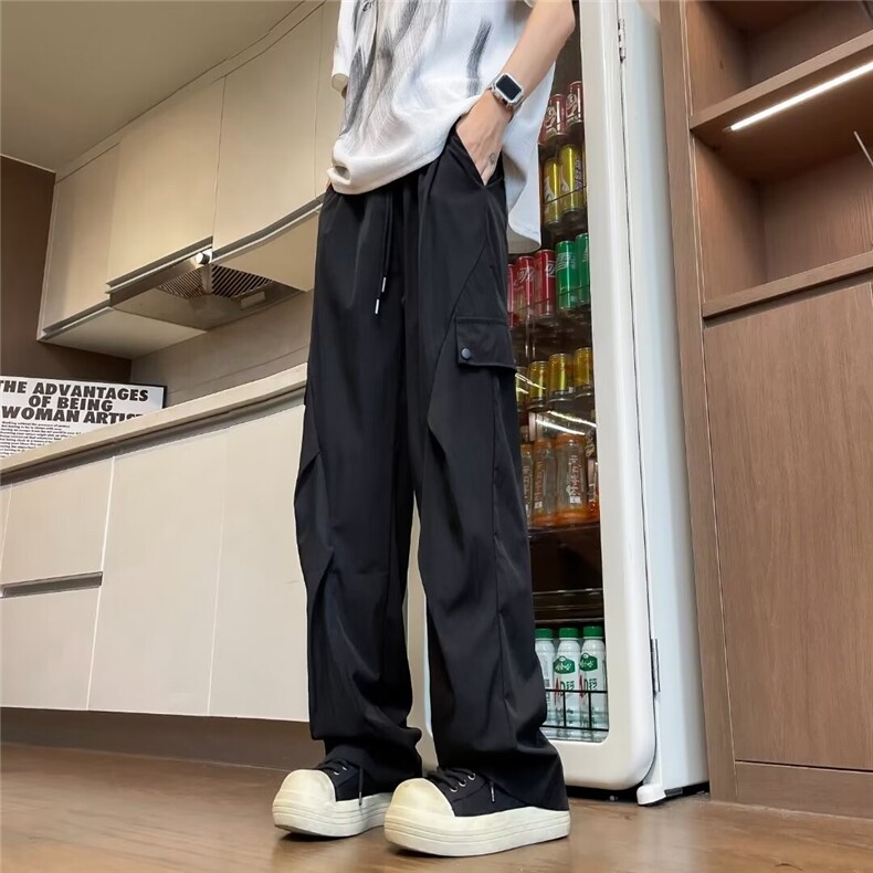 男夏季薄款冰丝褶皱伞兵裤子CK518P37,男装休闲裤,星座1116-2