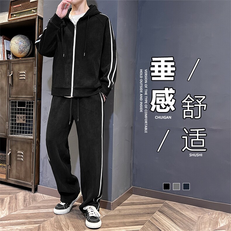 秋季超大码M-8XL高品质休闲运动开衫连帽卫衣套装大码元图片