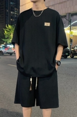 肌理纹提花套装X5506-TP55控价78休闲运动套装贴标T恤一整套，男装T恤，电商A102-1