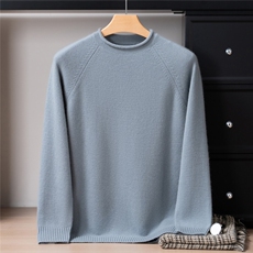 2025年秋季圆领青春流行男士7针加厚卷边半高领，男装羊绒套衫，戎禾素