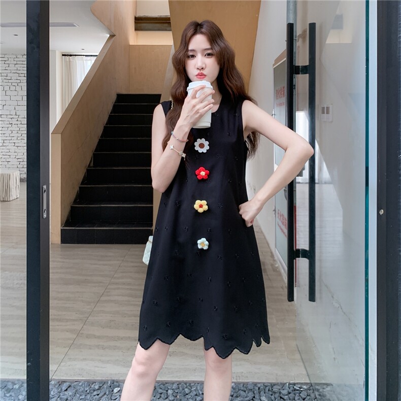 立体花朵背心裙套装女2025夏季新款独特漂亮白色A字半身裙两件套,女装套装/套裙,2C262