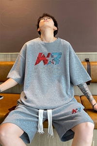 套装！ 华夫格套装短袖T恤短裤男 TZ227-特P 38图片