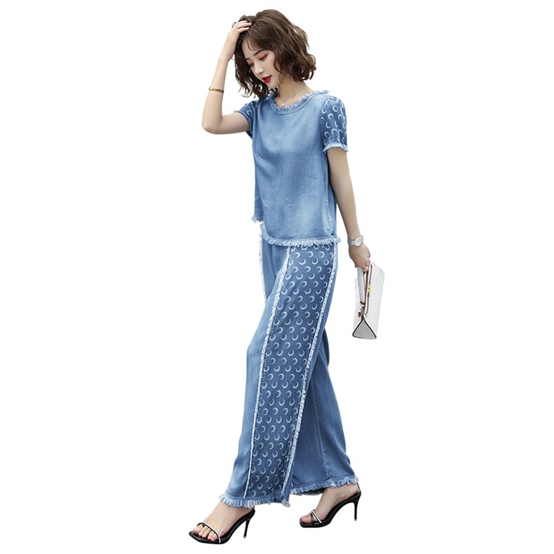 2021年夏季时尚潮流舒适短袖套装/套裙圆领个性气质,女装套装/套裙,魅影