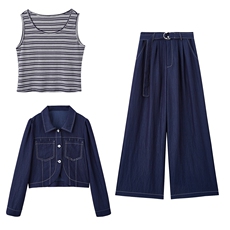 2025秋装新款时尚气质牛仔三件套，女装套装/套裙，依路服饰