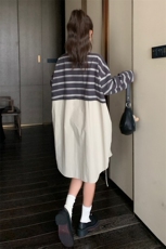 出货中新款复古针织条纹拼色连衣裙2C119-8009-P135-K198，女装连衣裙，2C119