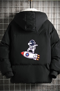 MY16158-P100 加厚加绒连帽衣男大码服男面包服男 网格挂拍图片