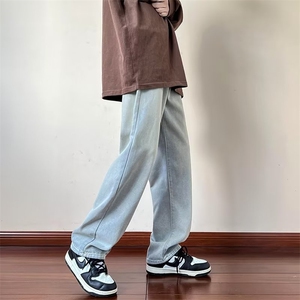 牛仔裤男秋季潮大码休闲裤子高街慵懒男日系N1557P40,秋天穿搭胖女生裤子图片