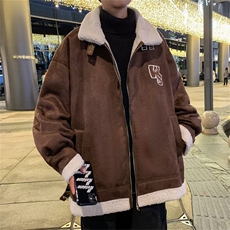 美式复古麂皮绒服男冬季羊羔毛衣外套设计感袄W6508-P95，男装棉衣，星座512-3