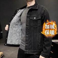 网络图现货潮牌黑色加绒牛仔宽松工装机能夹克简约百搭J926-P60，男装夹克，星座715-7