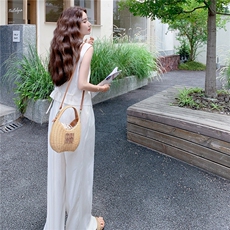 老钱风白色西装马甲阔腿裤套装女夏流行两件套巨好看大方得体ootd，女装套装/套裙，卡莱