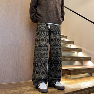 8XL-M羊羔绒裤子男冬季加绒加厚民族风重磅针织棉裤大码KZ023P78图片