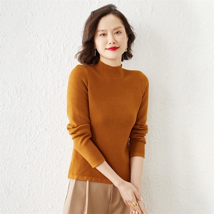时尚百搭高领仿羊毛针织衫女秋冬季新款显瘦修身长袖打底衫上衣图片