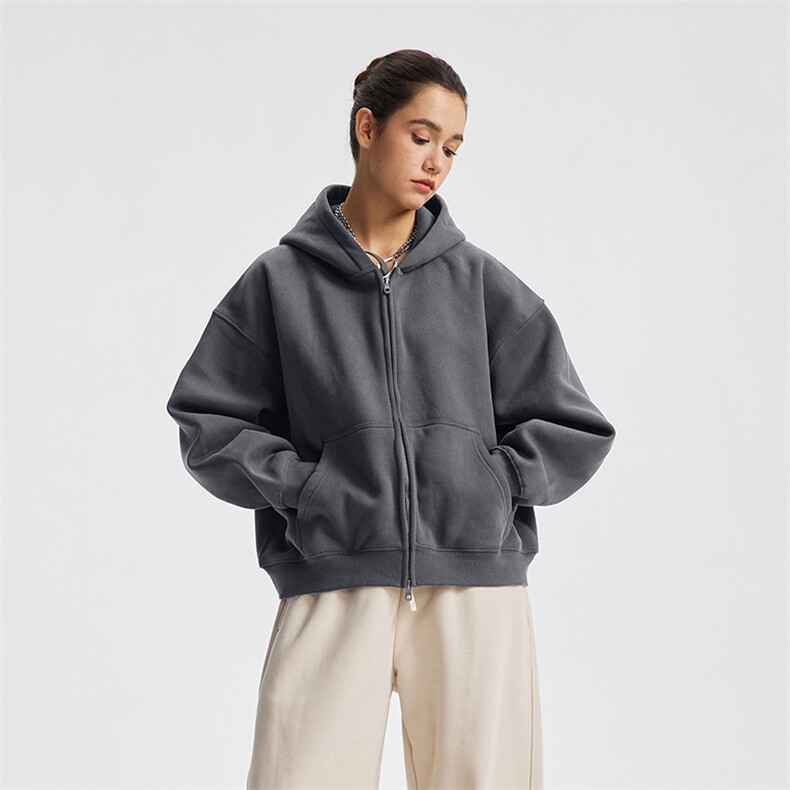 抖音得物高品质二开350克秋冬双头双拉链卫衣开衫外套W74，男装卫衣，电商A486