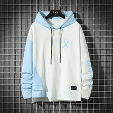 7XL~M 外贸2023秋季新款潮连帽拼接撞色卫衣外套男大码胖子控价78图片
