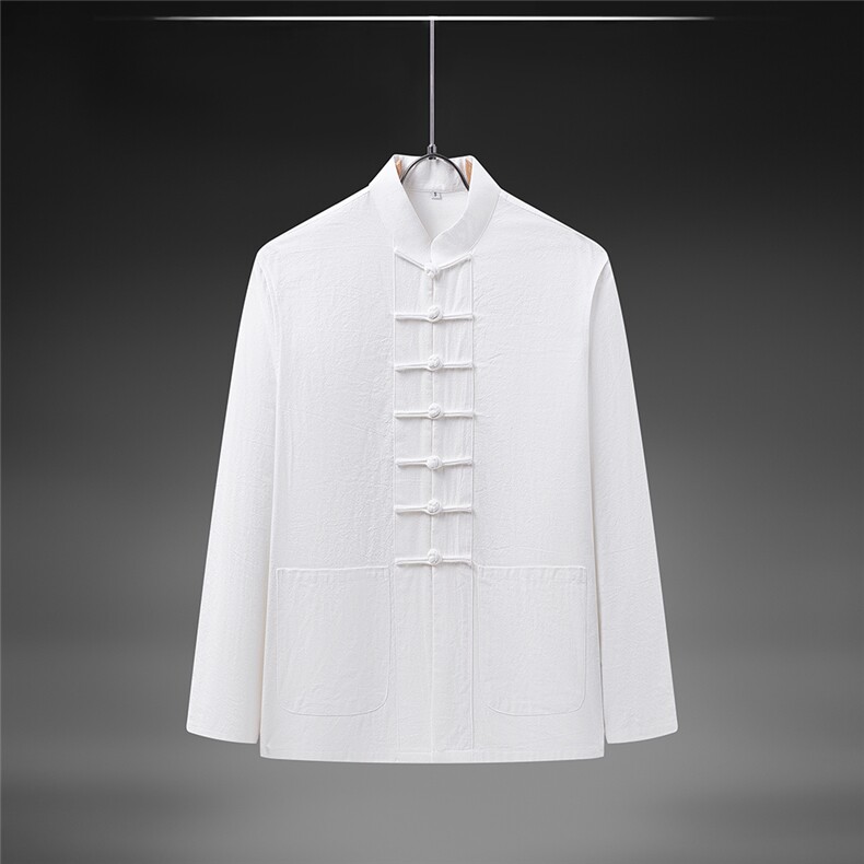 春秋季风纯棉纯色长袖立领唐装中式汉服DF880-P55,男装民族服装,星座1206（原A206）