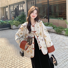 现货2D078-F8136-P165K248撞色新中式风外套，女装短外套，2D078