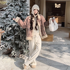 【档口有货】冬装新款麂皮羊羔毛外套2D112-5521-P195控288，女装毛呢外套，2D112