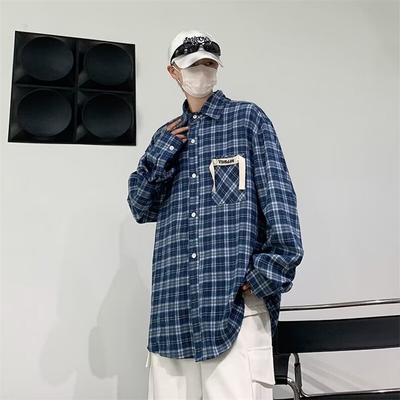 男士格长袖衬衫春季2024新款HJ06P36,男装衬衫,星座1116-2