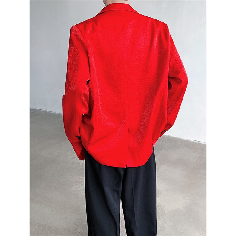 春装高级感液态流光垫肩西服外套男痞帅金属标装饰西装XF821P135,男装西服,星座512-1（原513-3）