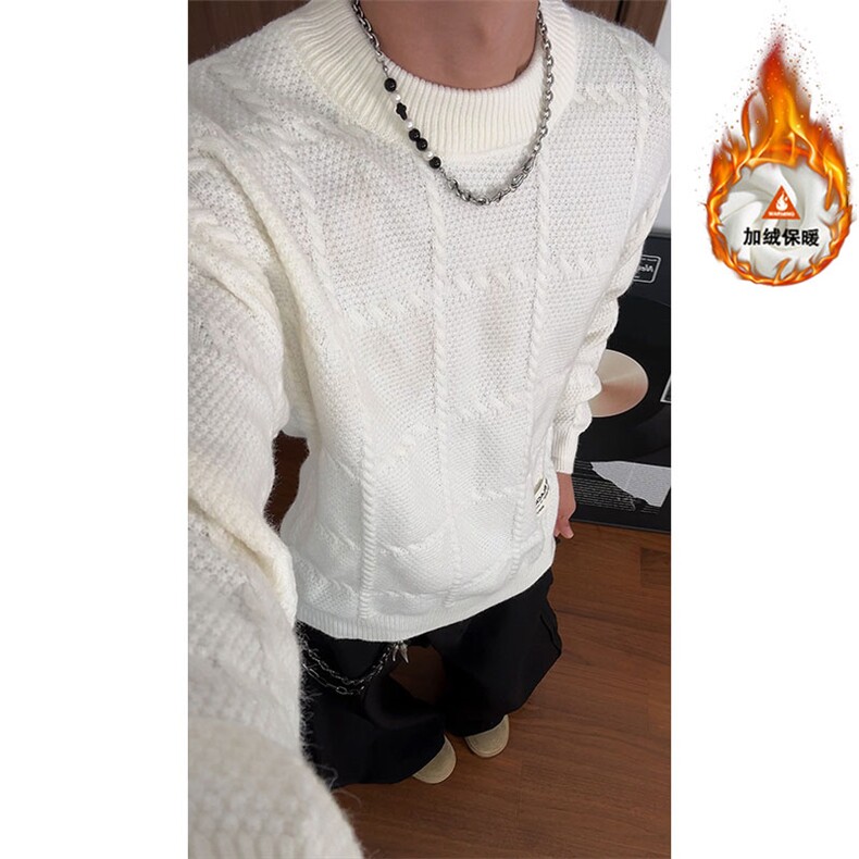 圆领设计感毛衣男加绒保暖上衣ZJB7147（加绒）特P63/ZB7147特P53图片