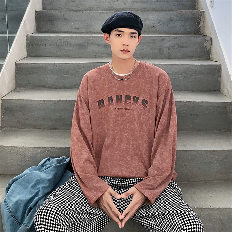 C016P30秋季港风潮流宽松长袖t恤打底衫男,男装T恤,星座1204-3