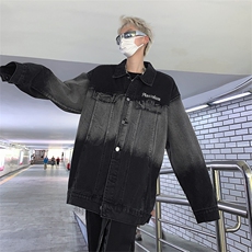 美式vibe复古渐变牛仔夹克男秋冬季潮牌高街痞帅宽松休闲工装外套，男装夹克，星座505-2（原电商A260-1)
