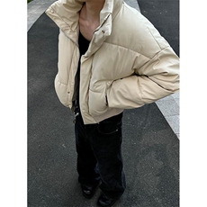 现货5W件冬季三防重磅硬挺boxy短款羽绒立领PU皮棉衣外套加厚棉服，男装棉衣，电商A486
