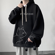 WY2149-P35加绒款-P40纯棉连帽卫衣男大码运动帽衫宽松薄外套男，男装卫衣，电商A040