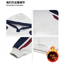 抖音得物供货提供视频秋冬重磅美式宽松接拼连帽卫衣3224，男装卫衣，电商A486